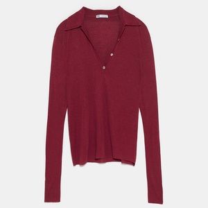 Zara Maroon Premium Polo Neck Long Sleeve Shirt